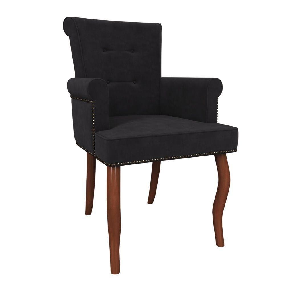 Cadeira Decorativa Belford Madeira Veludo Preto Gran Belo