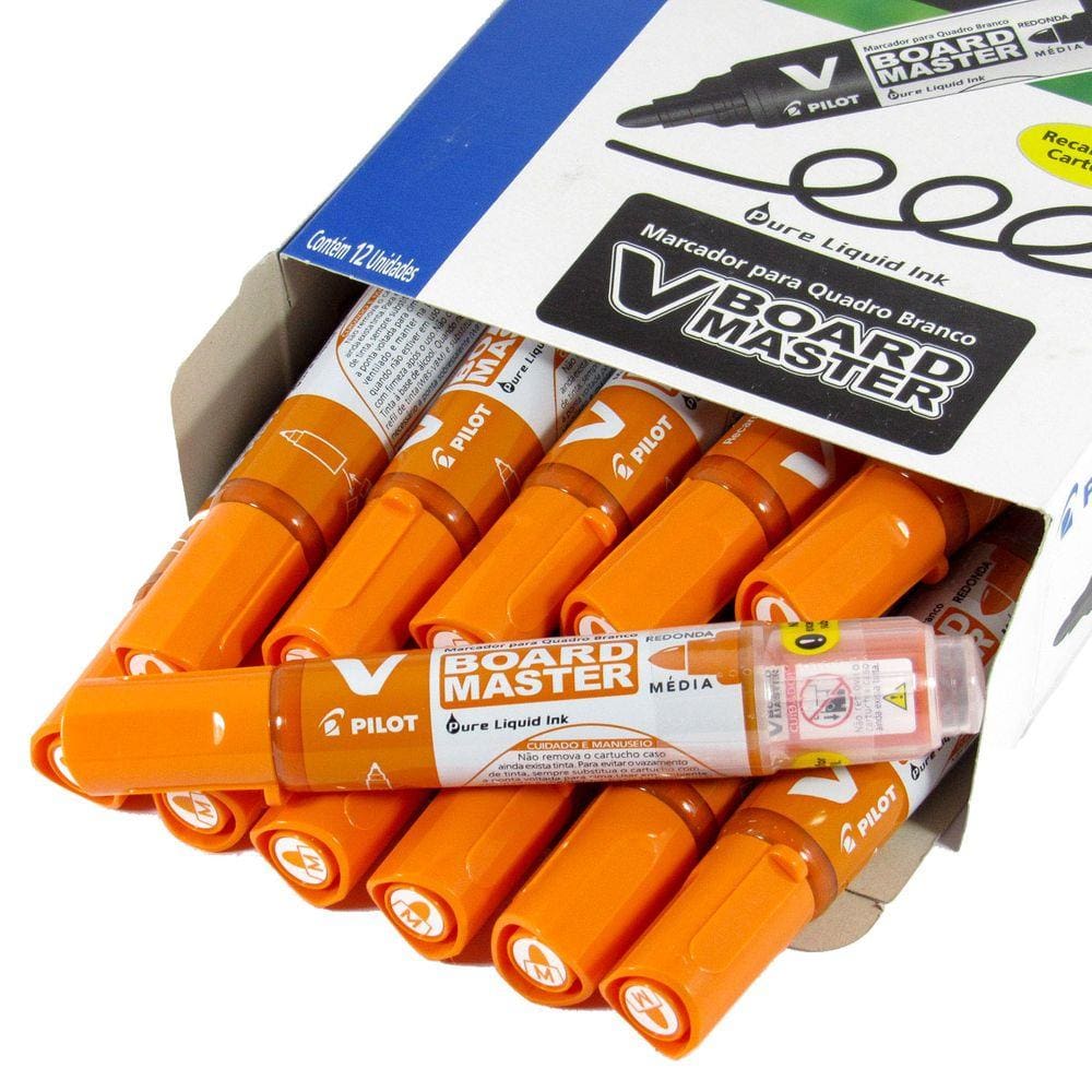 Pincel Marcador Quadro Branco Wbma Laranja Pilot 12 Unidades