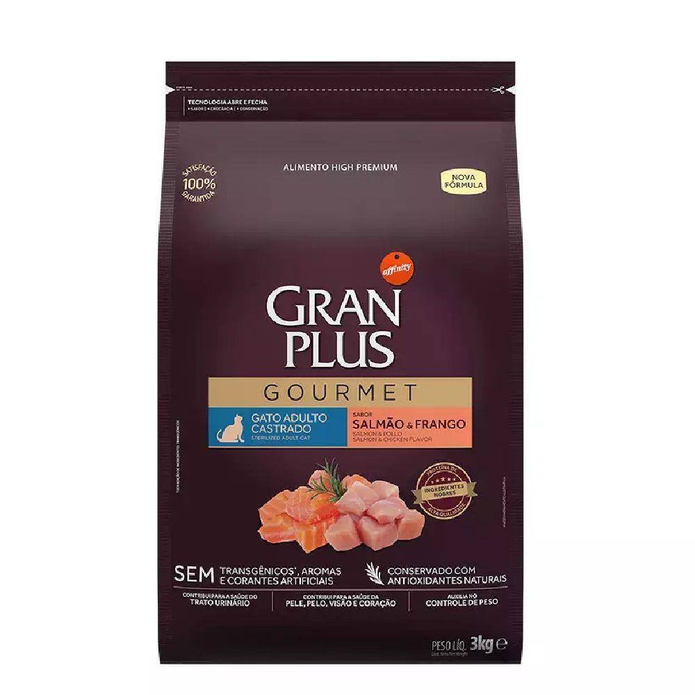Ração GranPlus Gourmet Gatos Castrados Salmão e Frango 3kg
