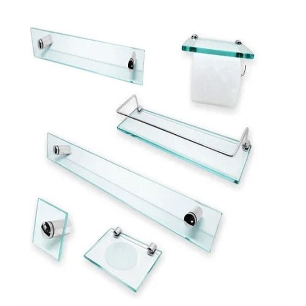 1 Kit Para Banheiro Premium Em Vidro Incolor 1- 6 Peças