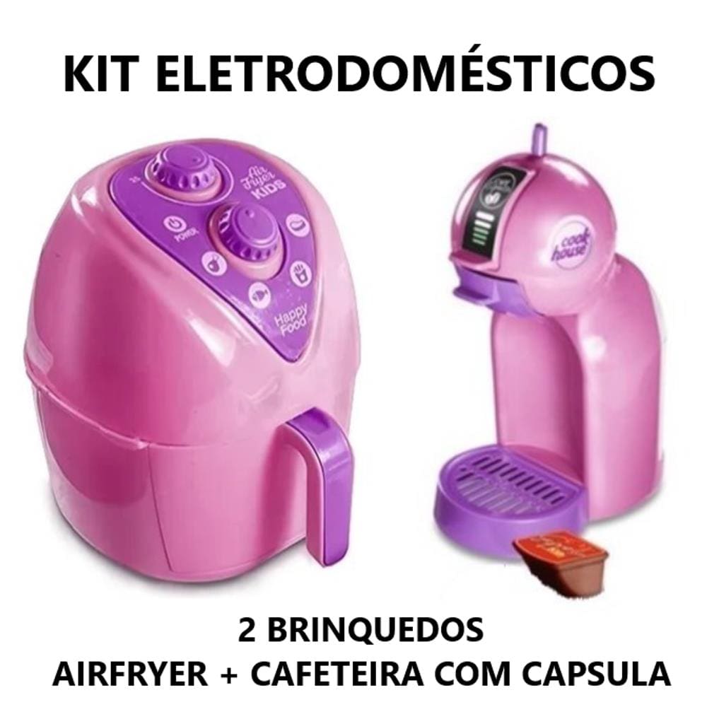 Kit Cozinha Infantil 2 Brinq AirFryer e Cafeteira c1 Capsula