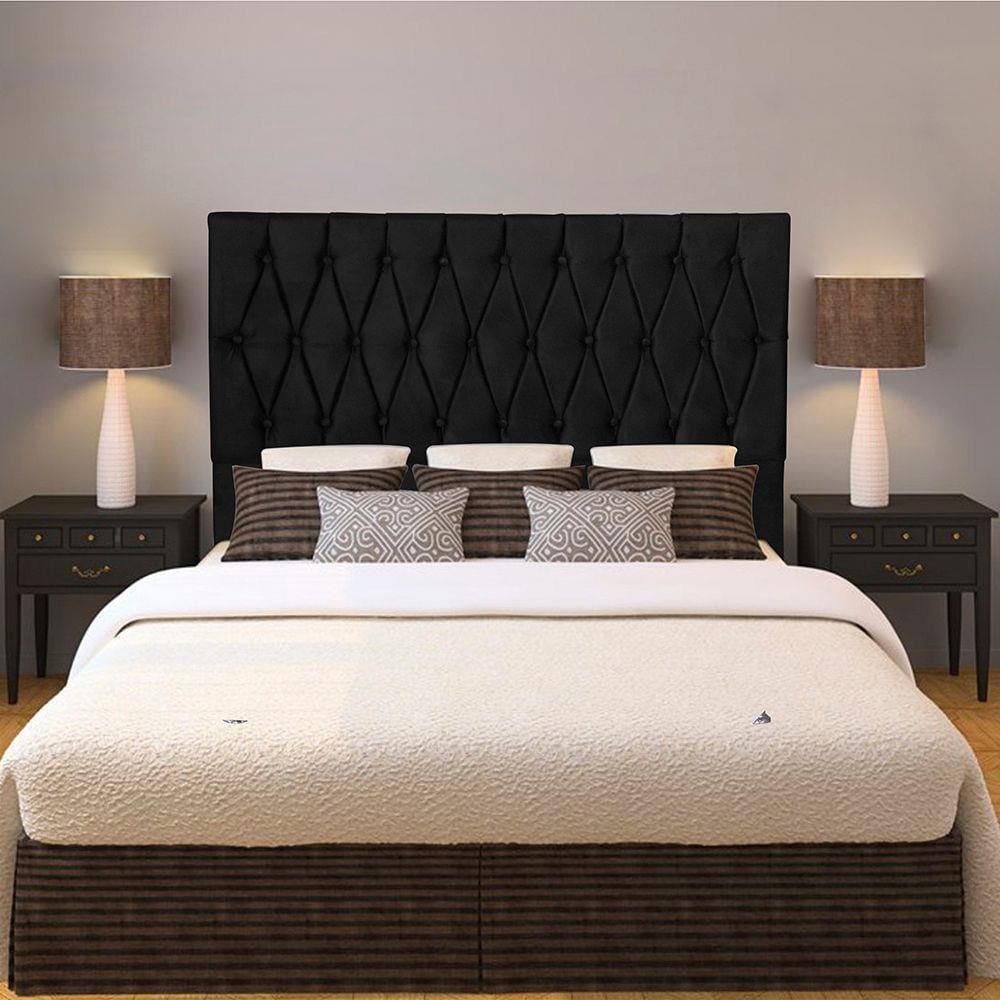Cabeceira Casal 1,40m Paris Suede Preto Dal Poz Estofados