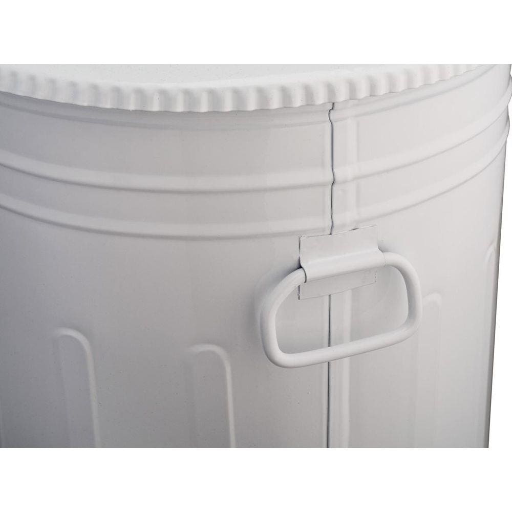 Lixeira 50 Litros Branca Lata De Lixo Americana Branca Metal