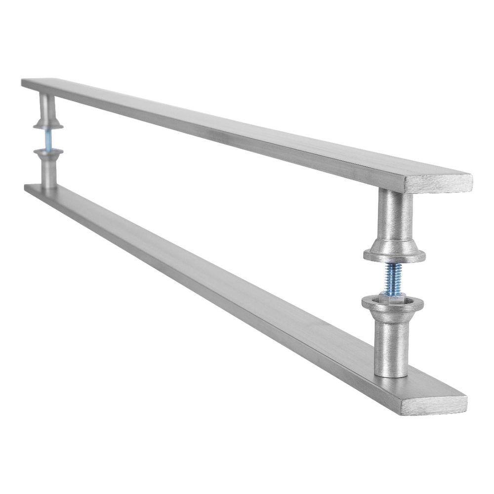 Puxador Barra Chata Inox Escovado Para Porta Madeira 40 cm