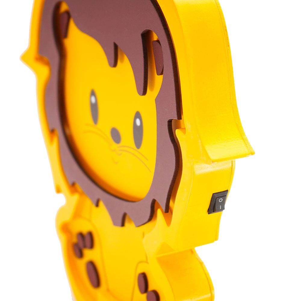 Luminária Infantil MDF com Led Leão Black Decor