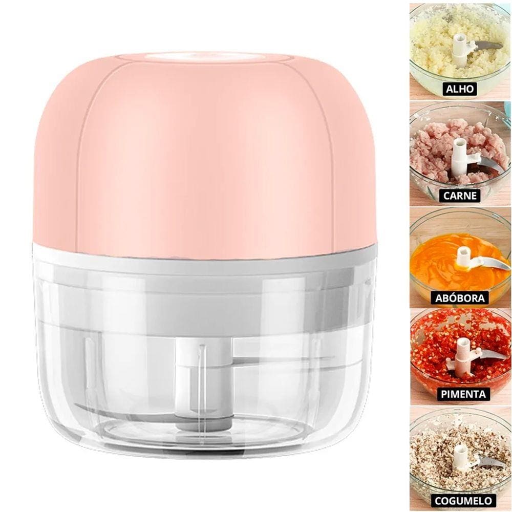 Triturador De Alho, Vegetal E Legumes Elétrico Doméstico Rosa