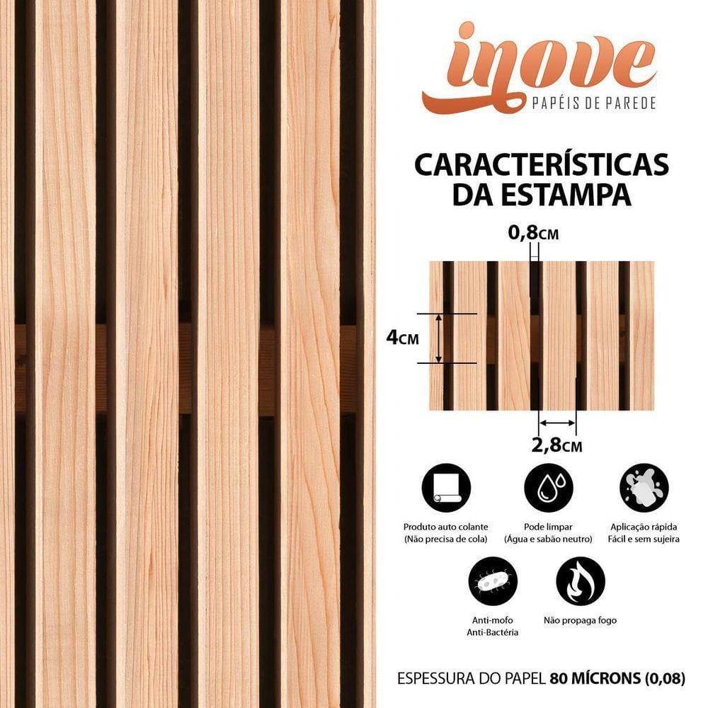 Papel De Parede Vinil Autocolante Madeira Ripado 300