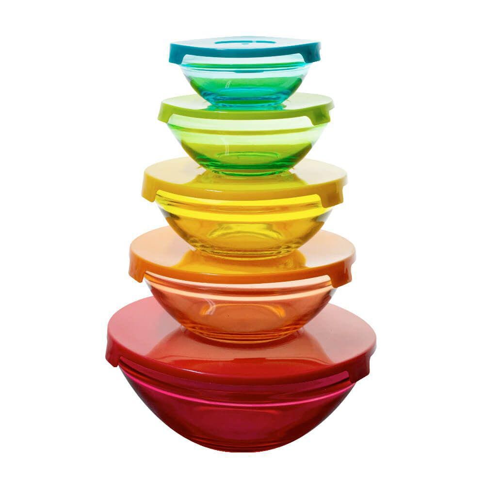 Jogo de Tigelas de Vidro com Tampa 5 peças - Casambiente