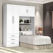 Guarda Roupa Solteiro com Cabeceira 4 Portas Cancun J&A Móveis Branco