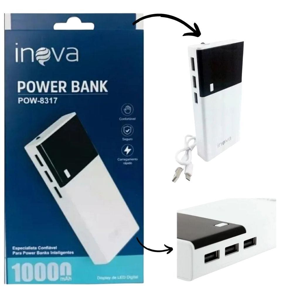 Power Bank Carregador Portátil 10000mah Inova Pow-8317