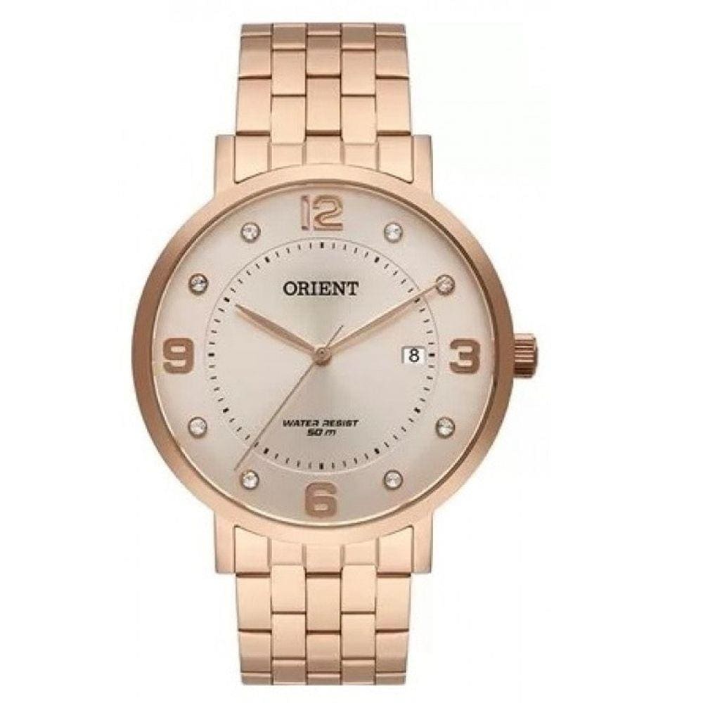 Relógio Orient Feminino Rosê com Calendário  Frss1042 R2rx
