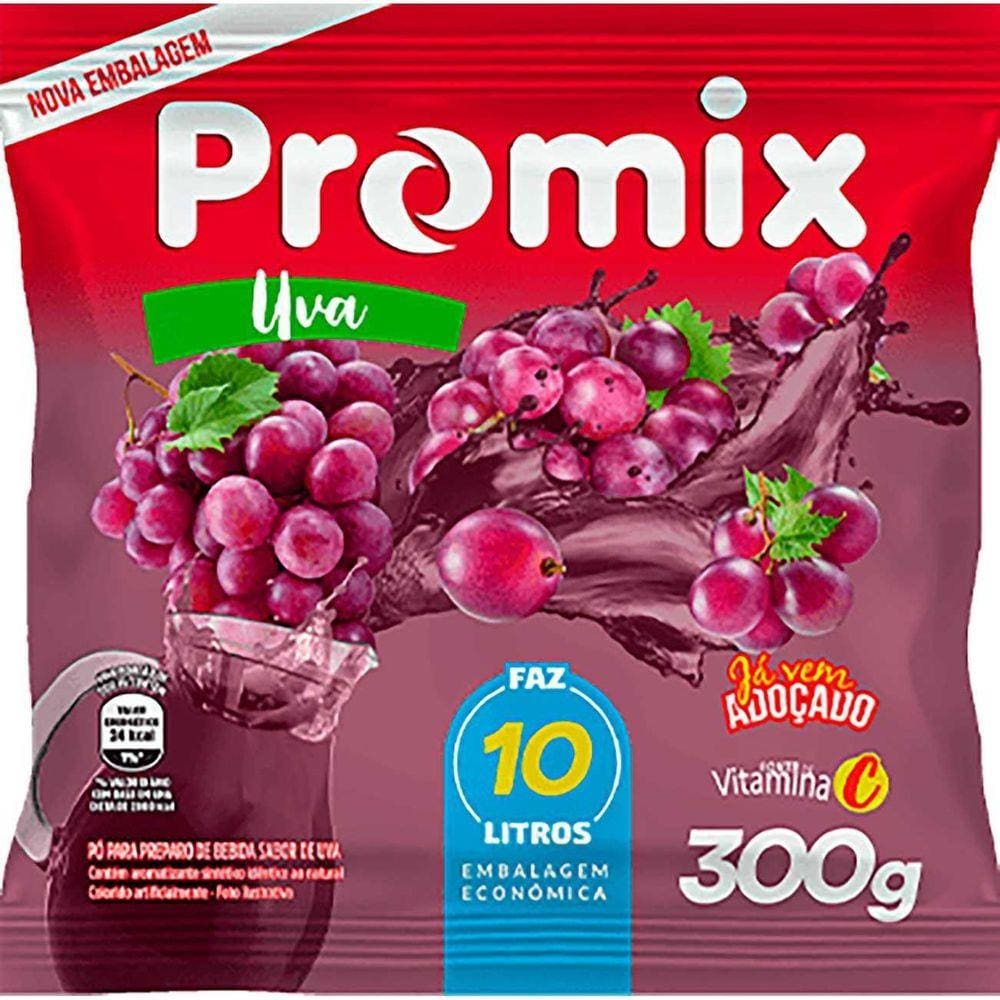 Refresco Pó Promix Caixa Com 10 Unidades De 300G - Uva