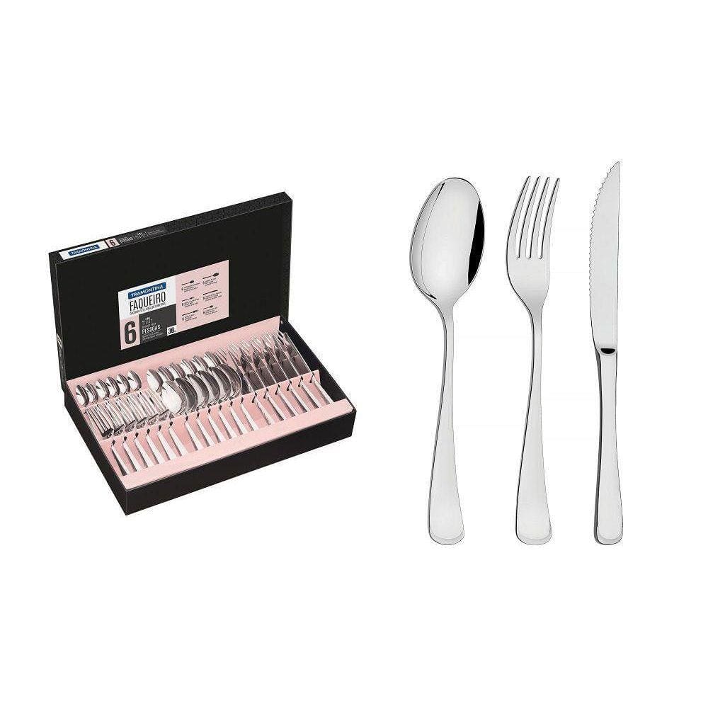 Faqueiro Mônaco Inox Facas De Churrasco 36 Peças Tramontina