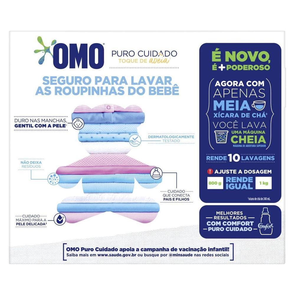 Detergente em Pó Omo Puro Cuidado 800G