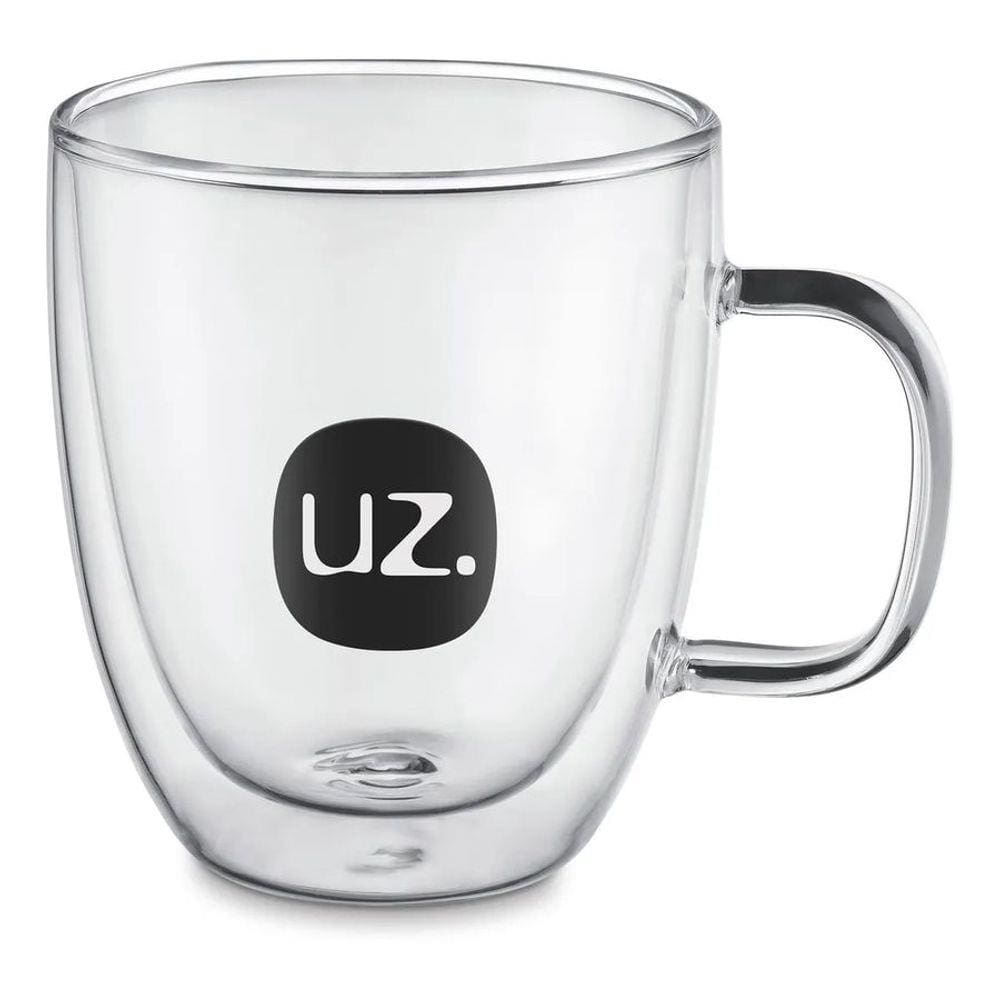 Caneca Térmica Vidro Borossilicato 350ml Transparente UZ