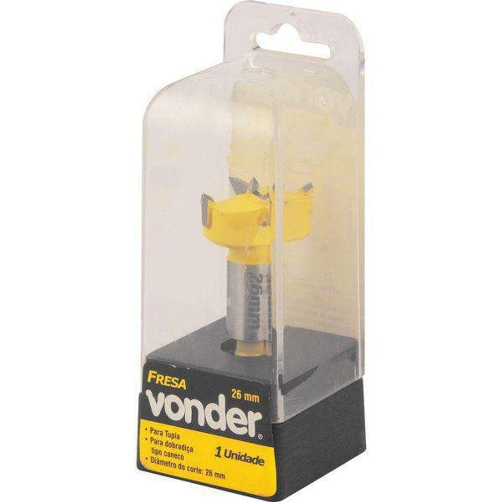 Fresa Dobradiça Caneco 26 Mm 2 Dentes Vonder 5314100026