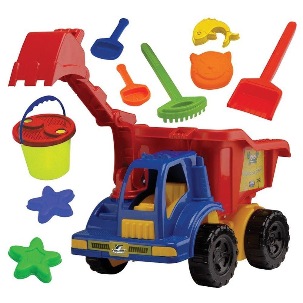 Caminhão Prancha Brinquedo Madeira Plastico Grande + Trator