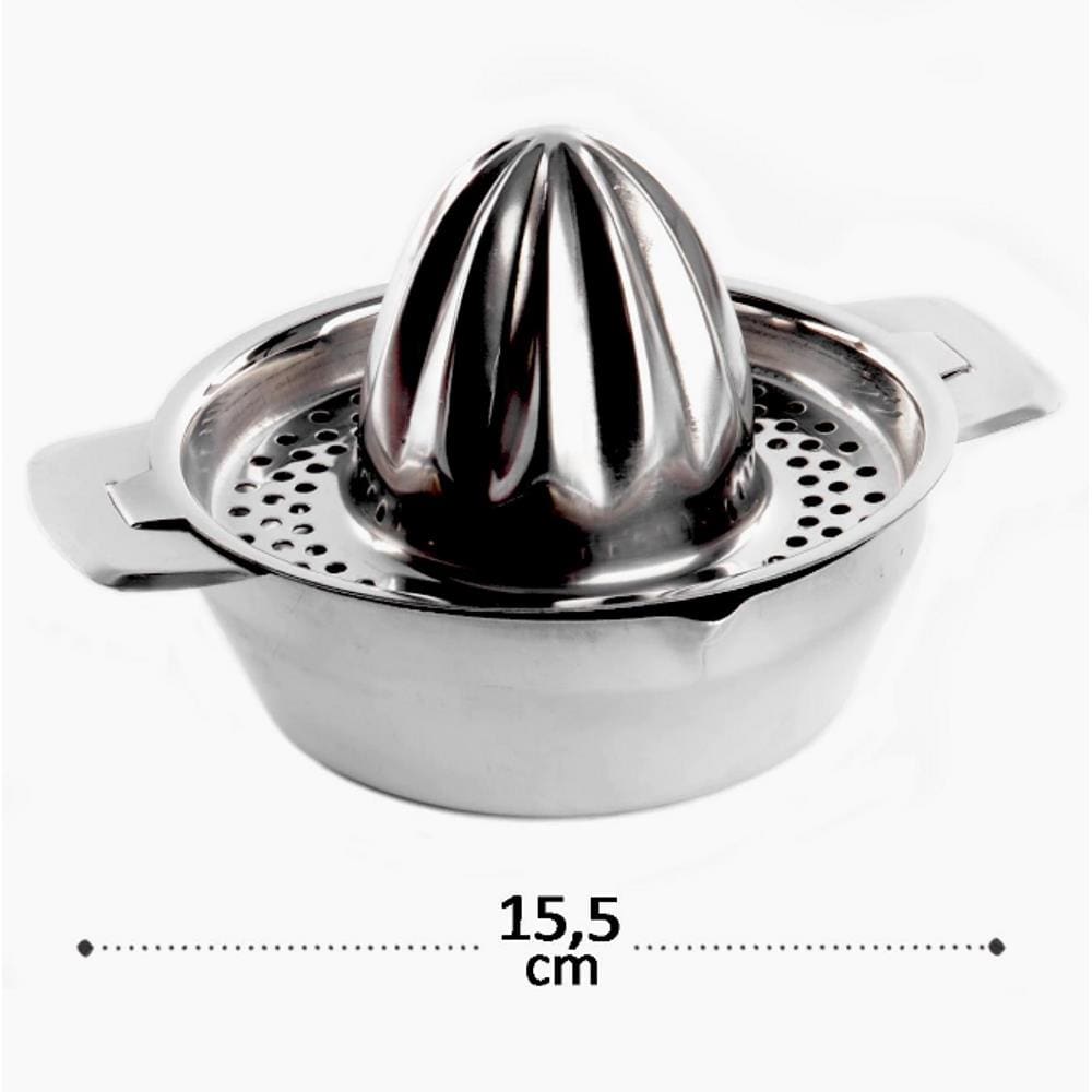 Espremedor Coador de Frutas Manual em Aço Inox 13x15,5x10cm