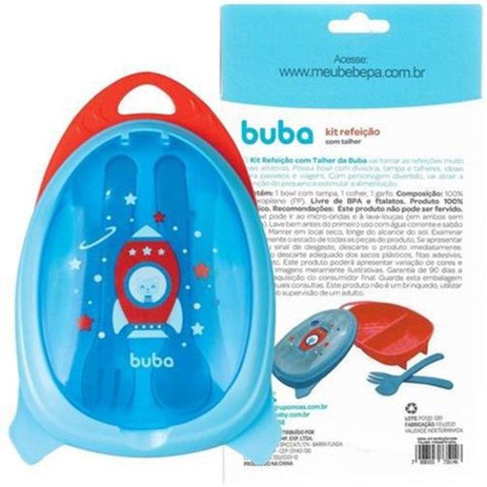 Kit Refeição Com Talher Foguete Azul - Buba