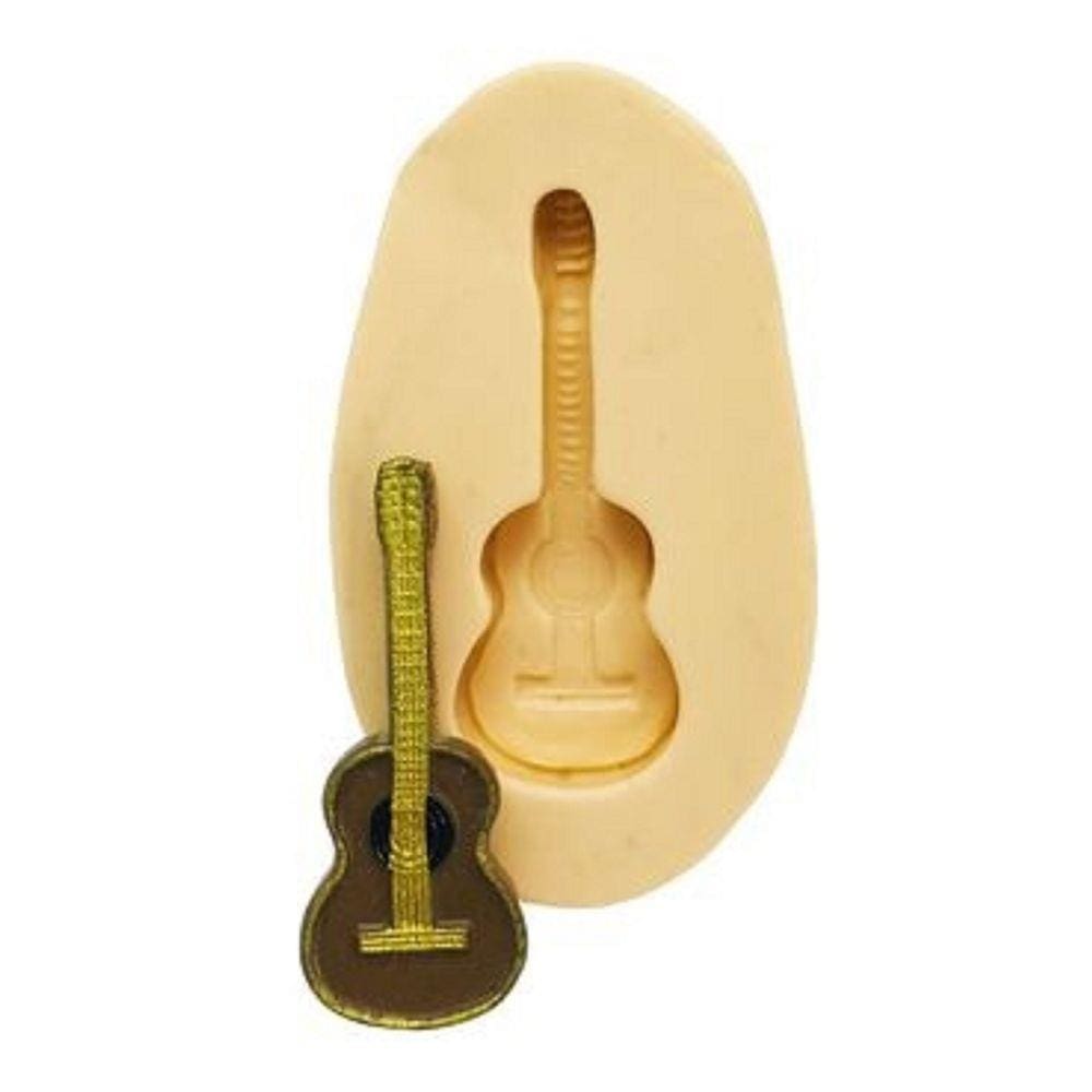 Molde De Silicone Violão, Música, Resina, Confeitaria, Biscuit Molds Planet