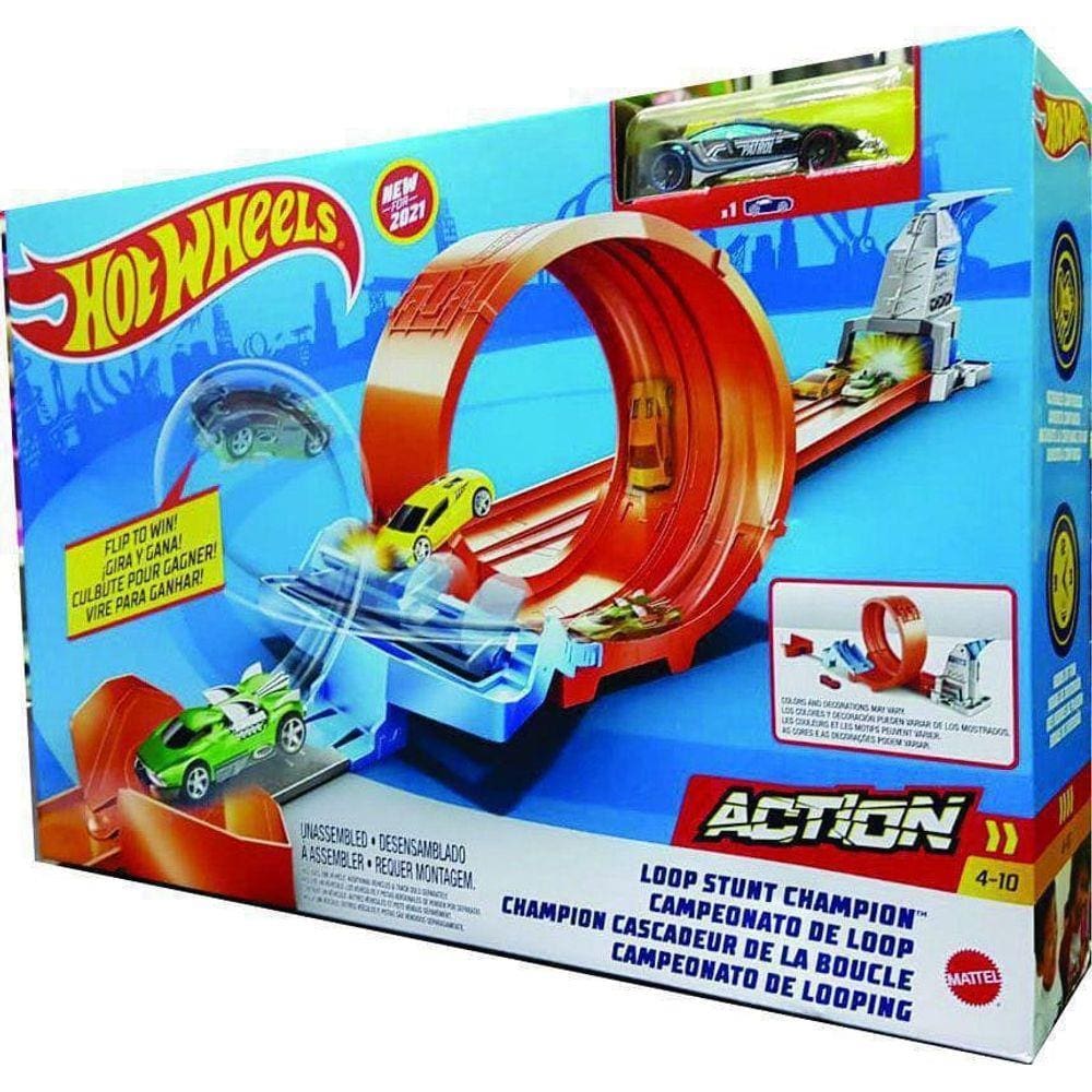 Brinquedo Pista Hot Wheels Carrinho com Sensor Loop Triplo - Fun