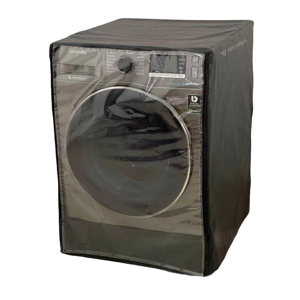 Capa Lava e Seca Samsung 11kg Abertura e Fechamento Zíper Transparente Preta