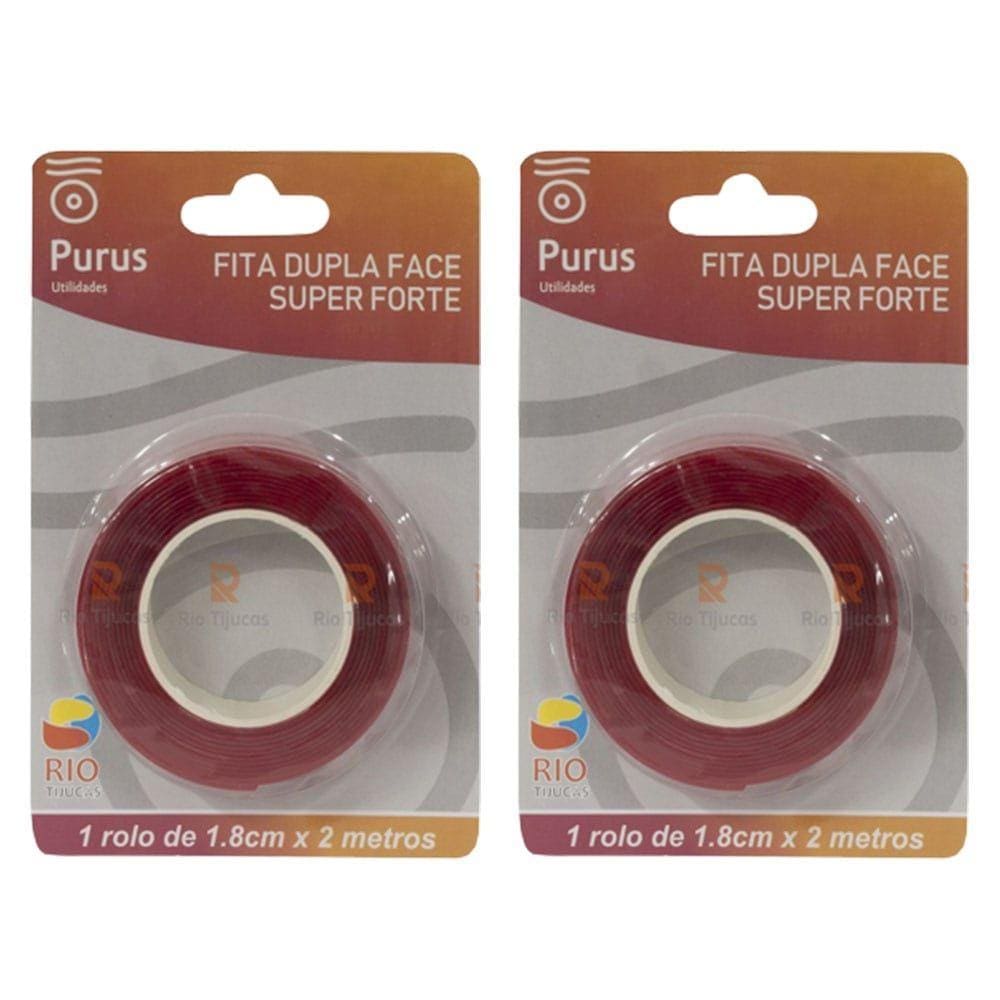 Kit Fita Dupla Face Super Forte 1,8 cm x 2 Metros 2 Unidades