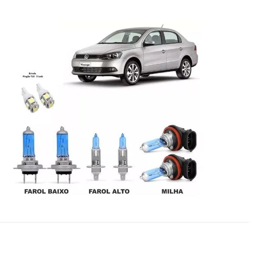Kit Lampada Super Branca Vw Voyage G6 Farol Alto+baixo+milha