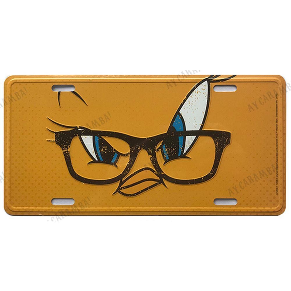 Placa Piu-Piu Malvado - Looney Tunes em Metal com Relevo