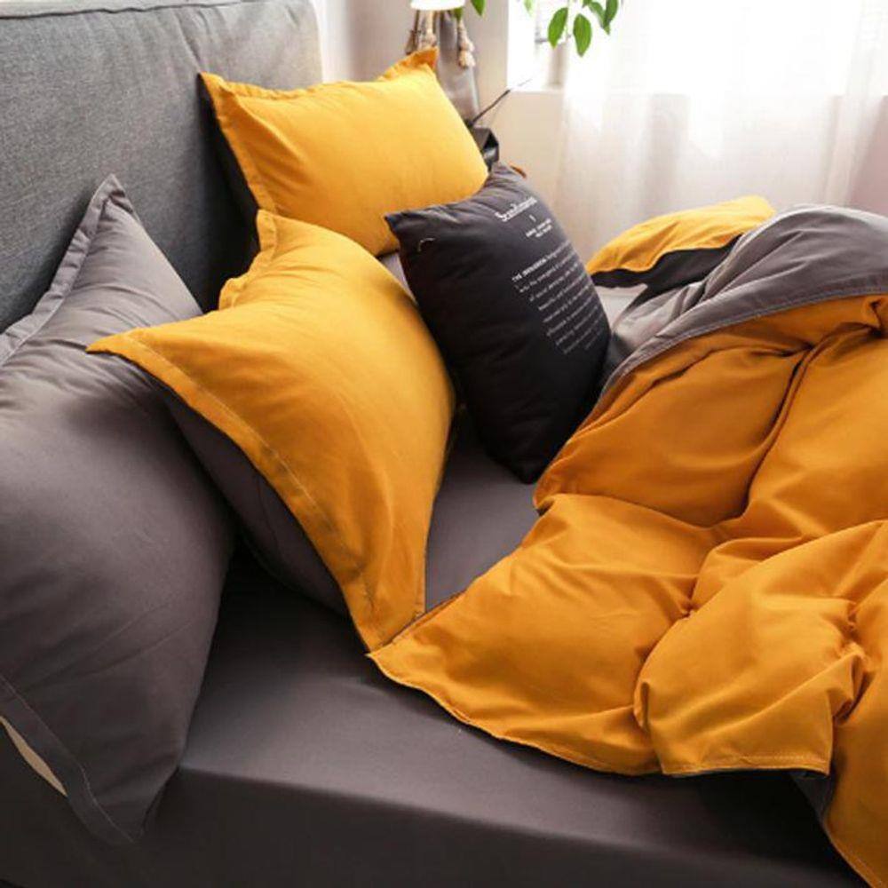 Jogo De Cama Solteiro King 7 Peças Amarelo Decor Gray