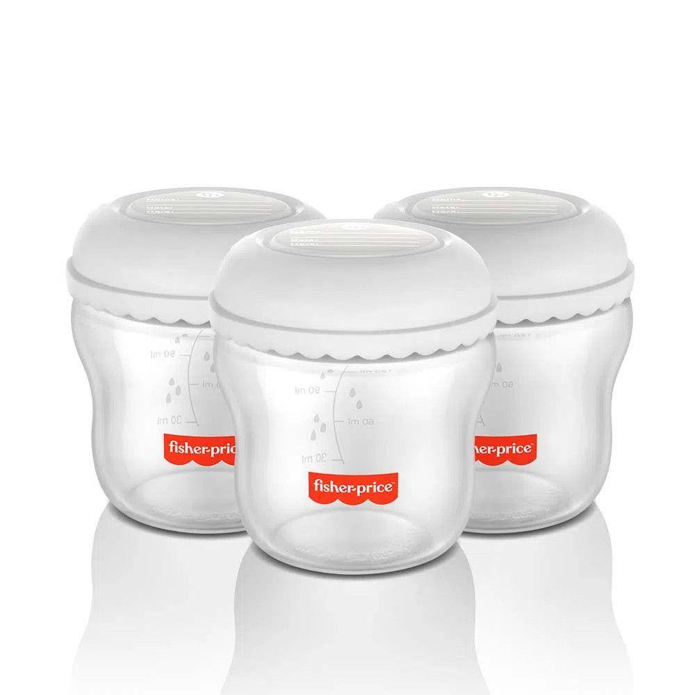 Conjunto 3 Frascos para Armazenar Leite 150 Ml MomS Essentials Fisher Price BB1077
