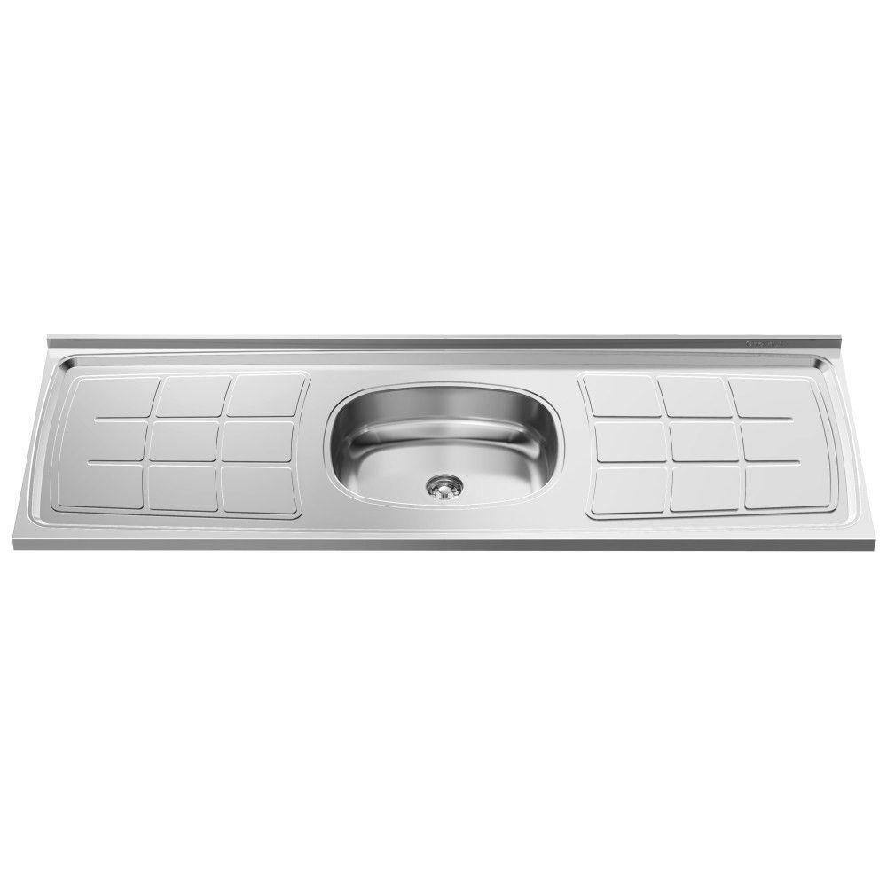 Pia de Cozinha com Cuba e Válvula Bali 160cm Inox Ghel Plus