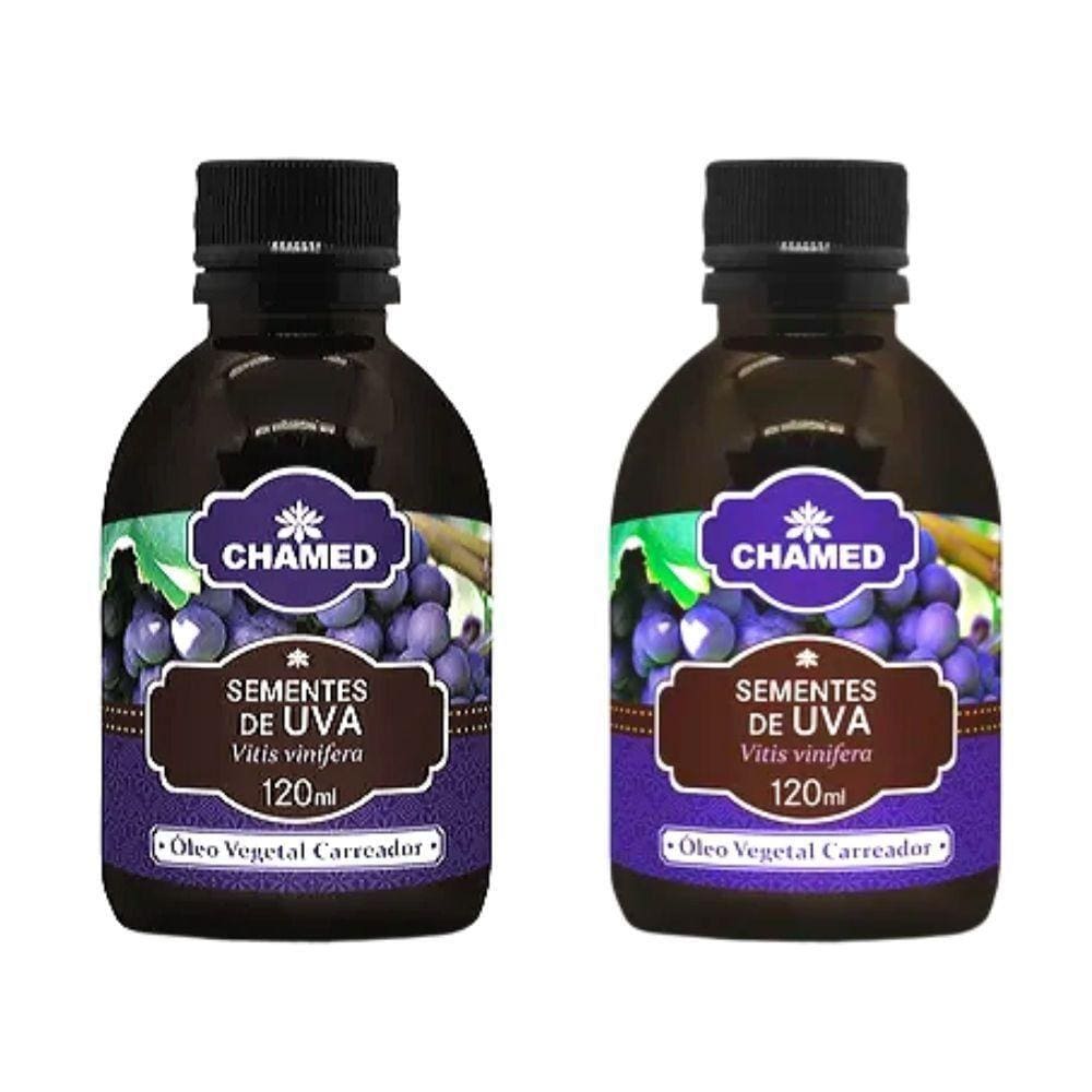 Kit 2 Frascos Óleo Vegetal de Sementes de Uva 120ml Chamed