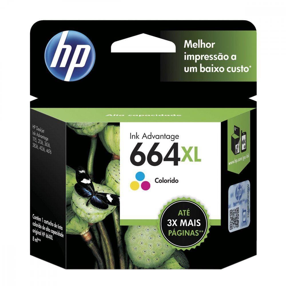 Cartucho de Tinta HP 664XL F6V30AB Colorido