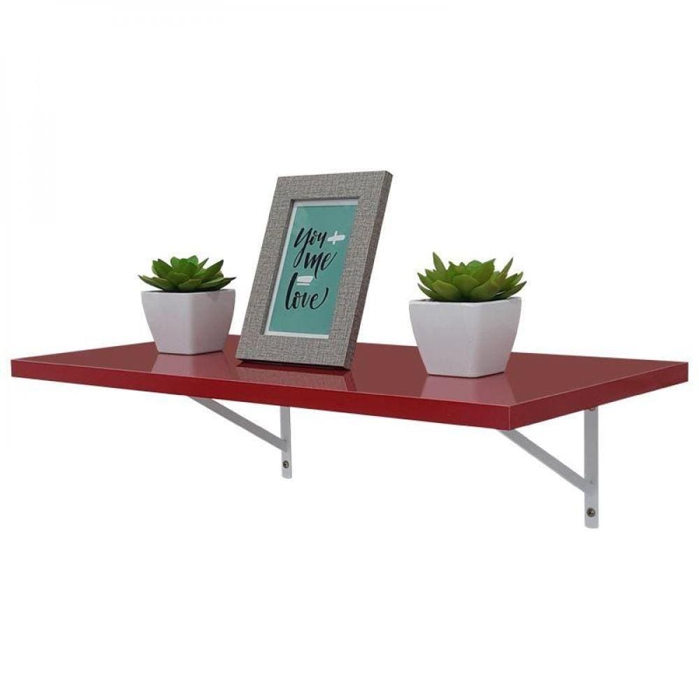 Prateleira 90 X 30cm Vermelha Com Mão Francesa