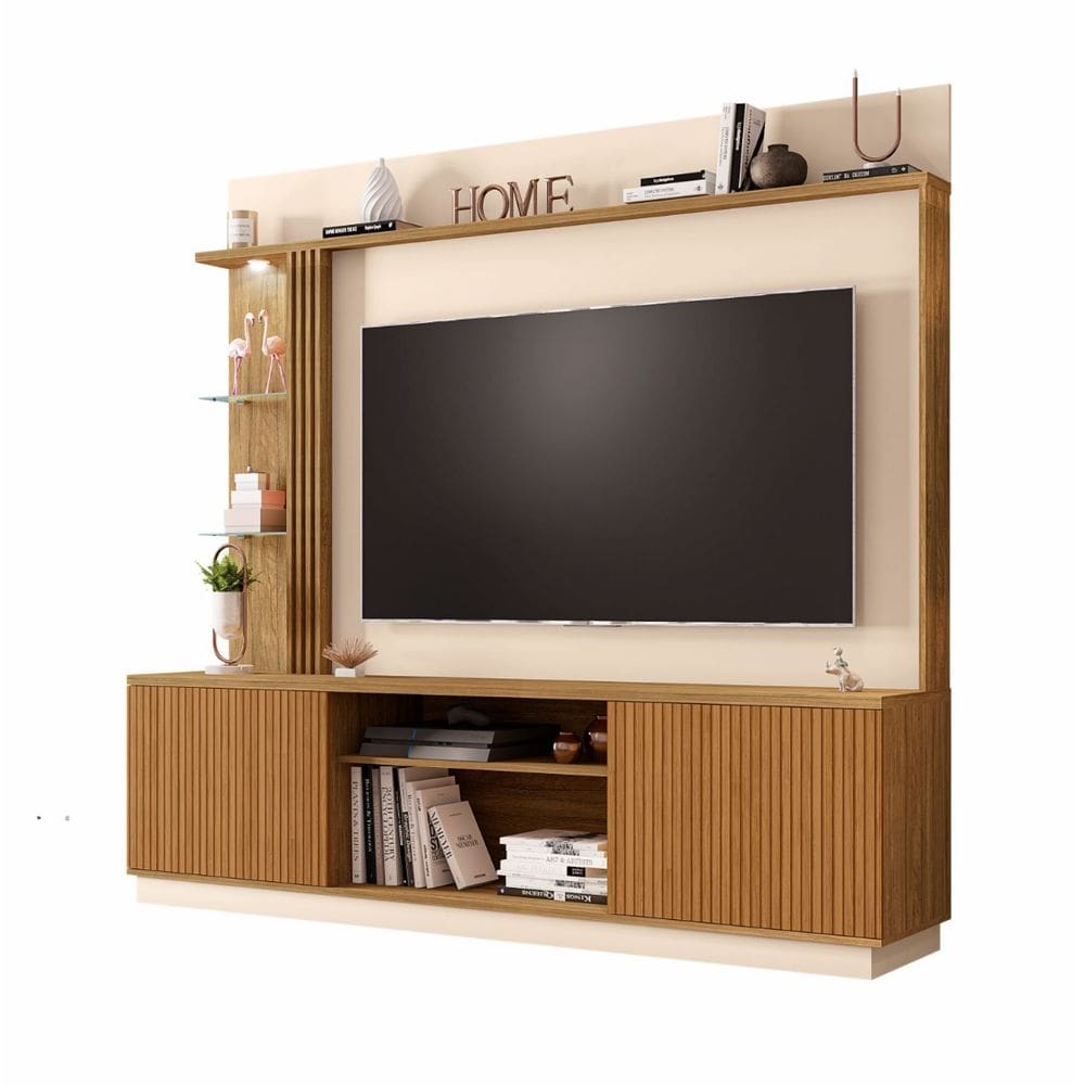 Home para TV até 65 Polegadas Atlanta Ripado Cinamomo Off White Bechara