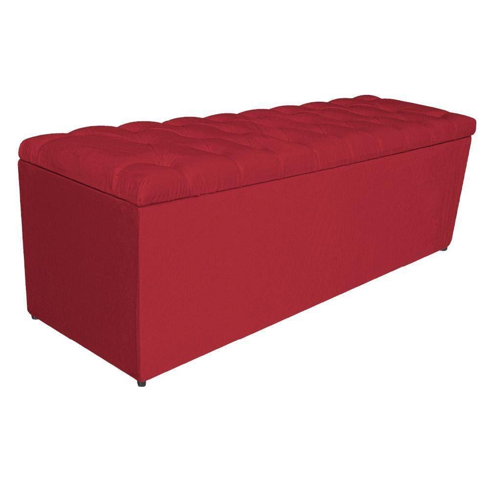 Calçadeira Estofada Liverpool 160cm Queen Suede Vermelho