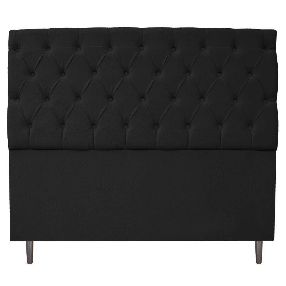 Cabeceira Estofada Liverpool 140 cm Casal Suede Preto