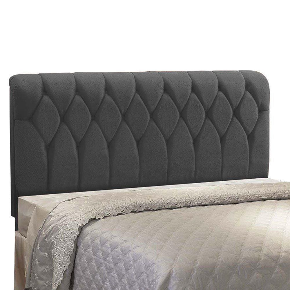Cabeceira Miami Cama Box Queen 160 cm Suede Grafite