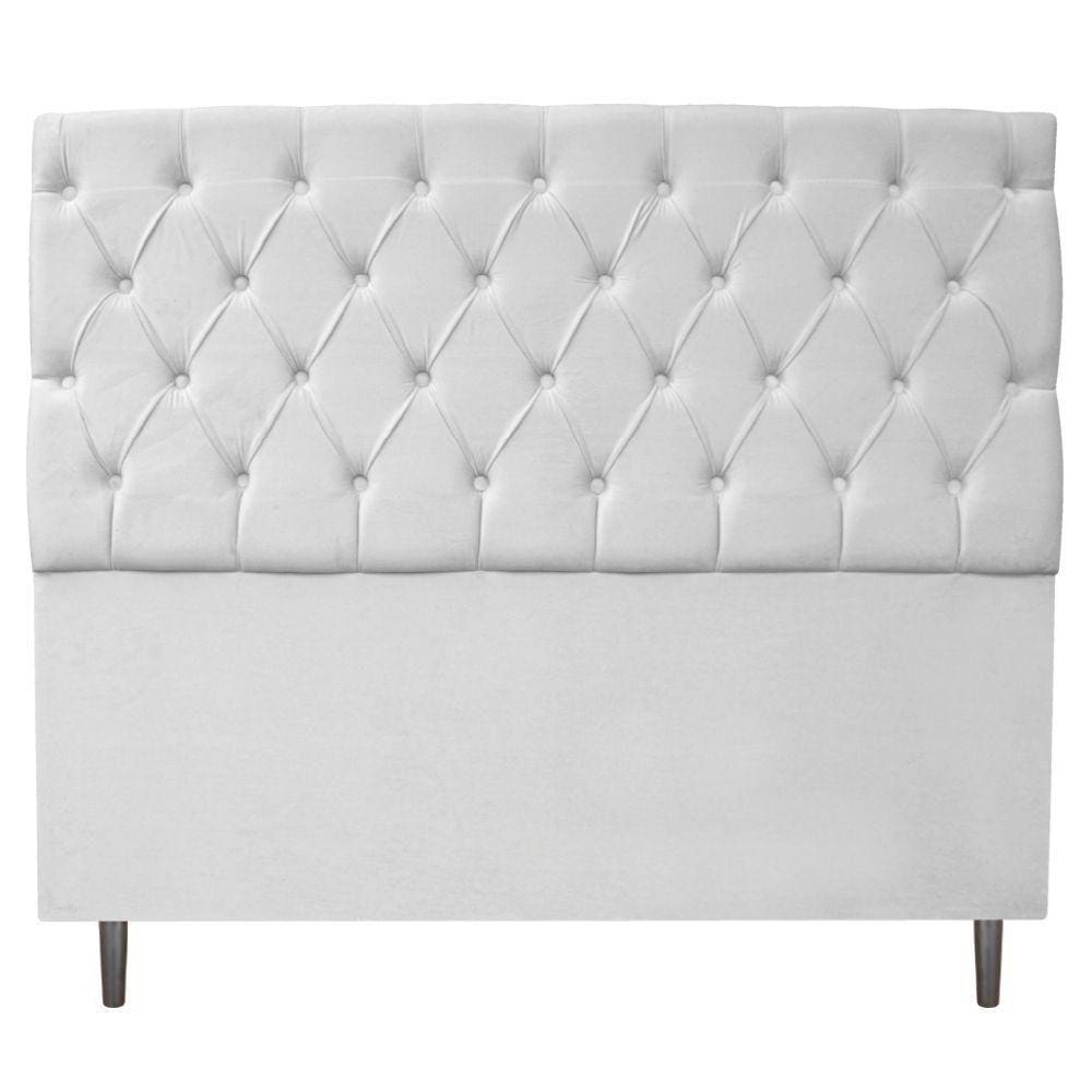 Cabeceira Estofada Liverpool 140 cm Casal Suede Branco