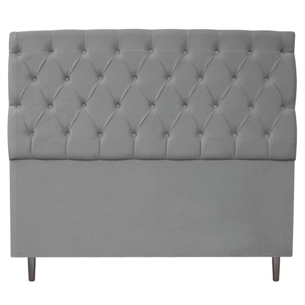Cabeceira Casal Estofada Liverpool 140 cm Suede Cinza