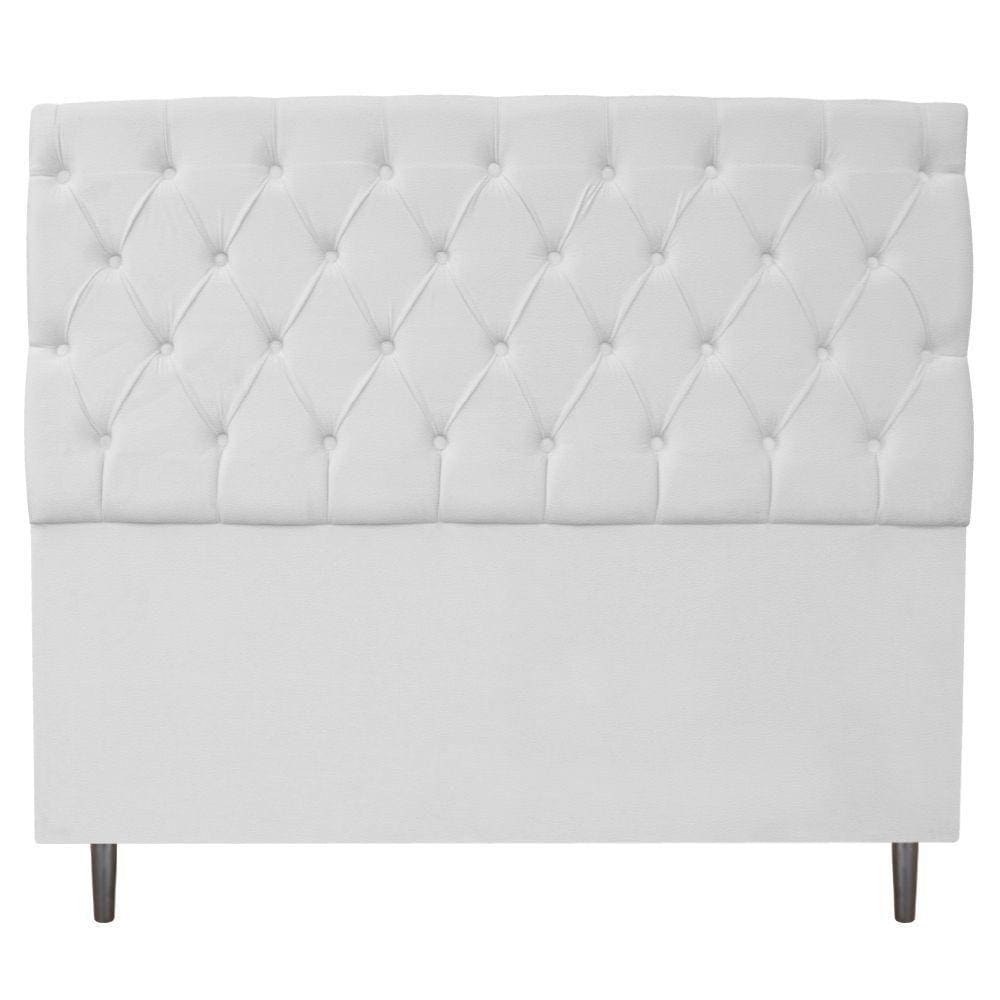 Cabeceira Estofada Liverpool 140 cm Casal Corano Branco