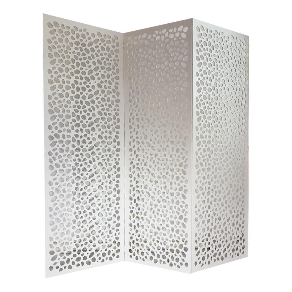 Biombo 3 Folhas 129X180cm Mdf Modelo 22 Branco Vazado