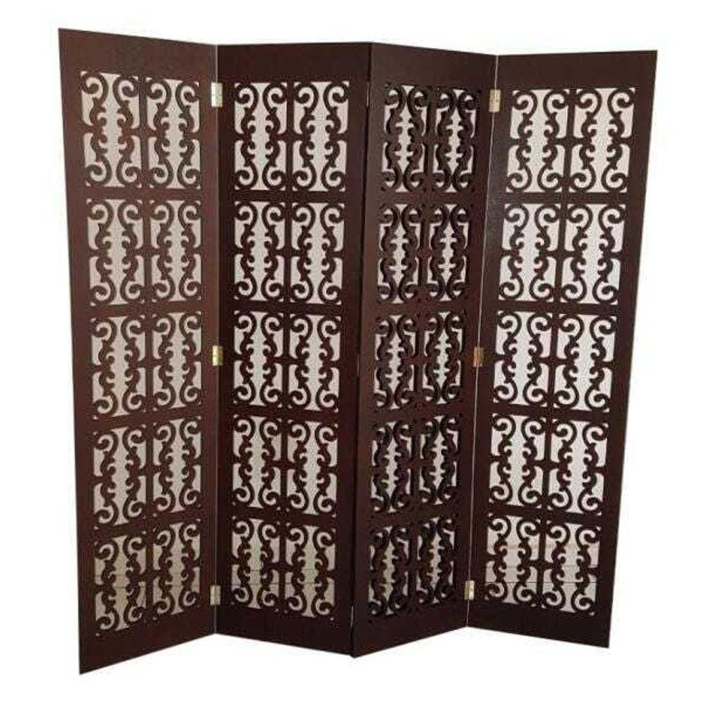 Biombo 4 Folhas 172X180cm Mdf Modelo 2 Rustico Vazado