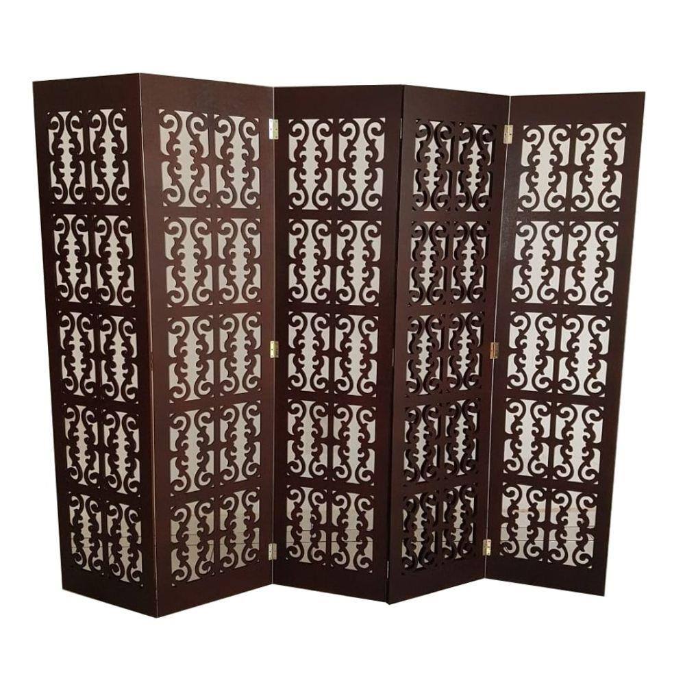 Biombo 5 Folhas 215X180cm Mdf Modelo 2 Rustico Vazado