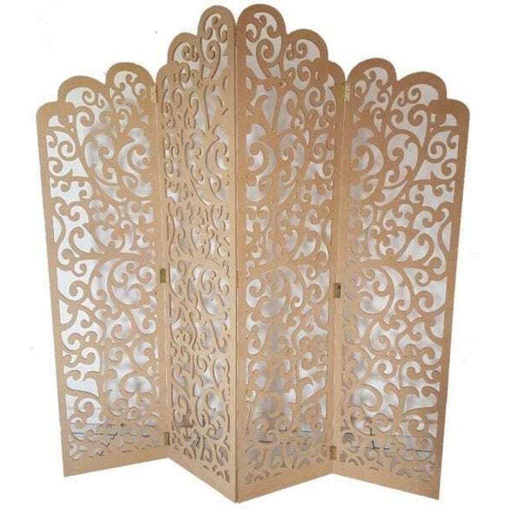 Biombo 4 Folhas 172X180cm Mdf Modelo 21 Cru Vazado