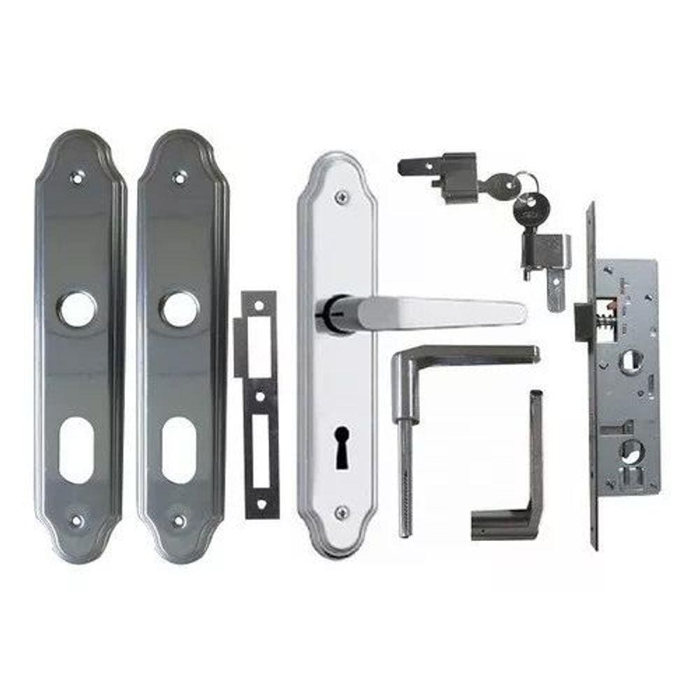 Fechadura Externa Stam 803/03 Inox Residencial Completa