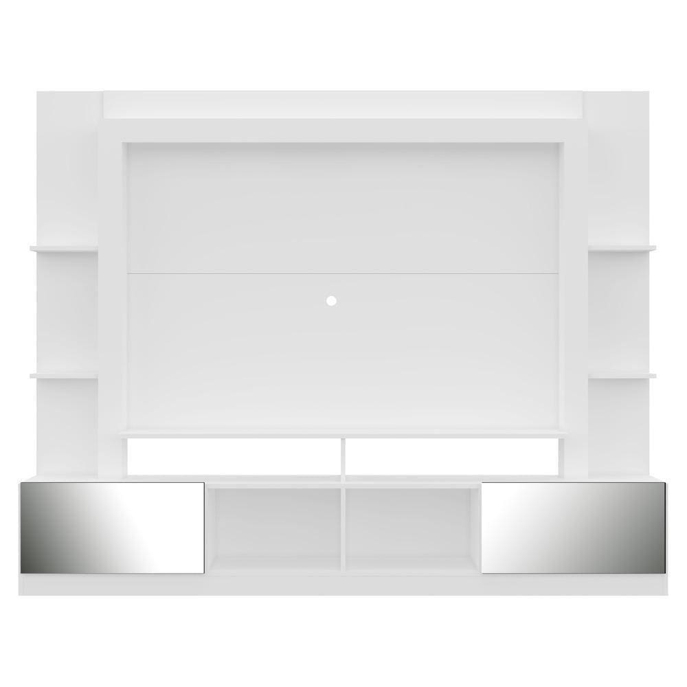 Rack com Painel Tv 65 Portas com Espelho Oslo Branco e preto