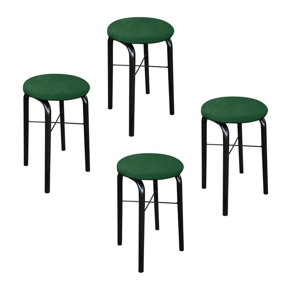 Kit 04 Banquetas Baixa Manu Suede Verde