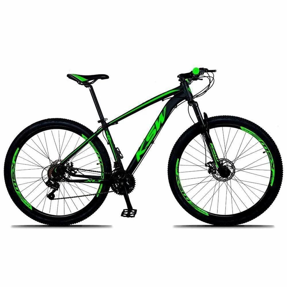 Bicicleta Aro 29 Ksw 24 Marchas Freios Disco Preto Verde 19